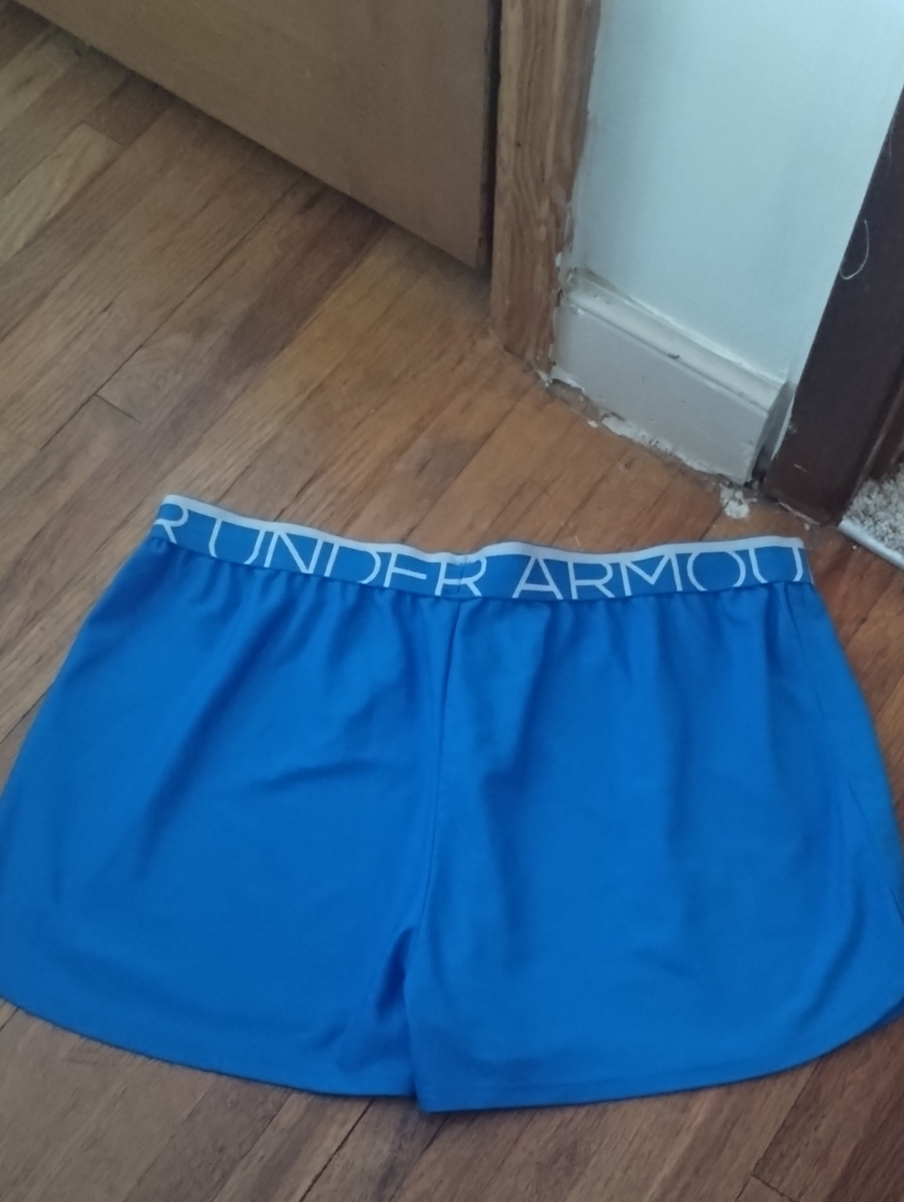 Under Armour Women’s Royal Blue Athletic Shorts with Logo Waistband - Picture 3 of 3